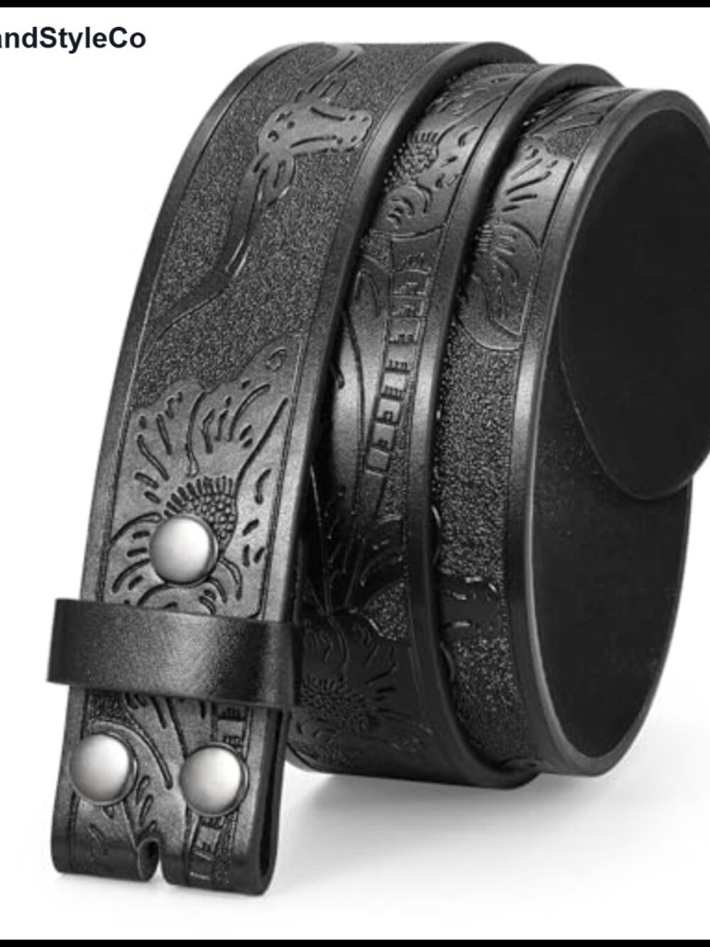 Western Leather Belt Strap Without Buckle - 1.5" Wide Floral Tooled Cowgirl Belt